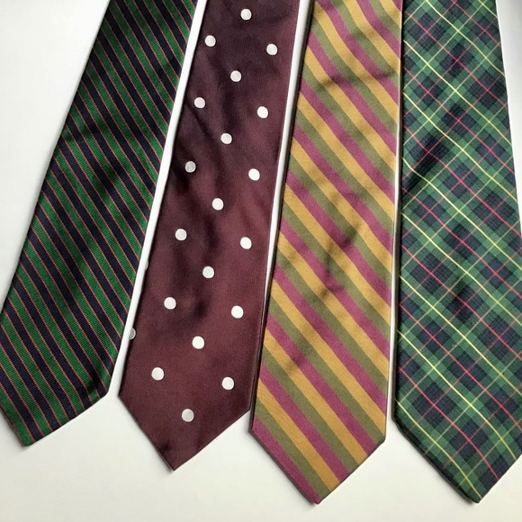 Lands end  a great lot of 4 classy silk ties made in USA 🇺🇸 - Picture 1 of 7